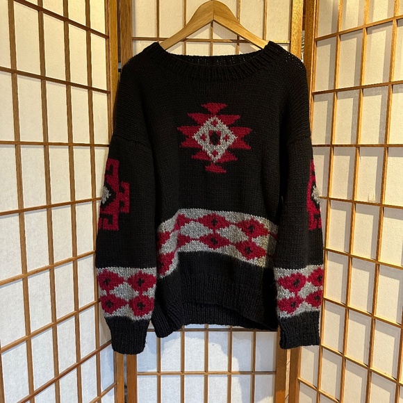 Hand Knit Navajo Print Cozy Sweater - Picture 8 of 9